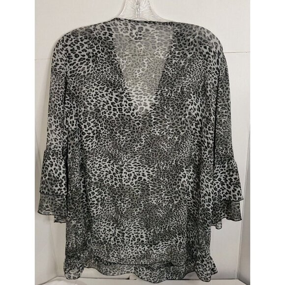 JMS Evolution Women's Top animal print Sheer  Chain Neck Banded Hem Plus Size 2X - Picture 4 of 5